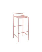 Jonathan Y Svelte 30" Coastal Contemporary Iron Saddle-Seat Low-Back Bar Stool with Foot Rest, Pink Frame