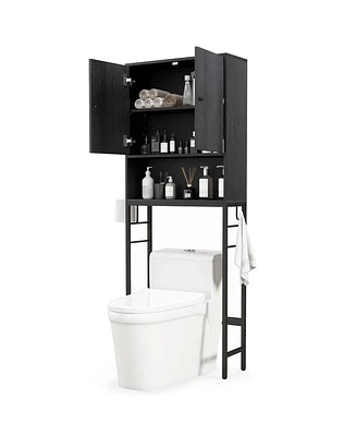 Costway Over The Toilet Storage Cabinet Free Standing Rack with Adjustable Shelf