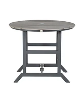 Outsunny Round Patio Table with Umbrella Hole and Aluminum Frame, Gray