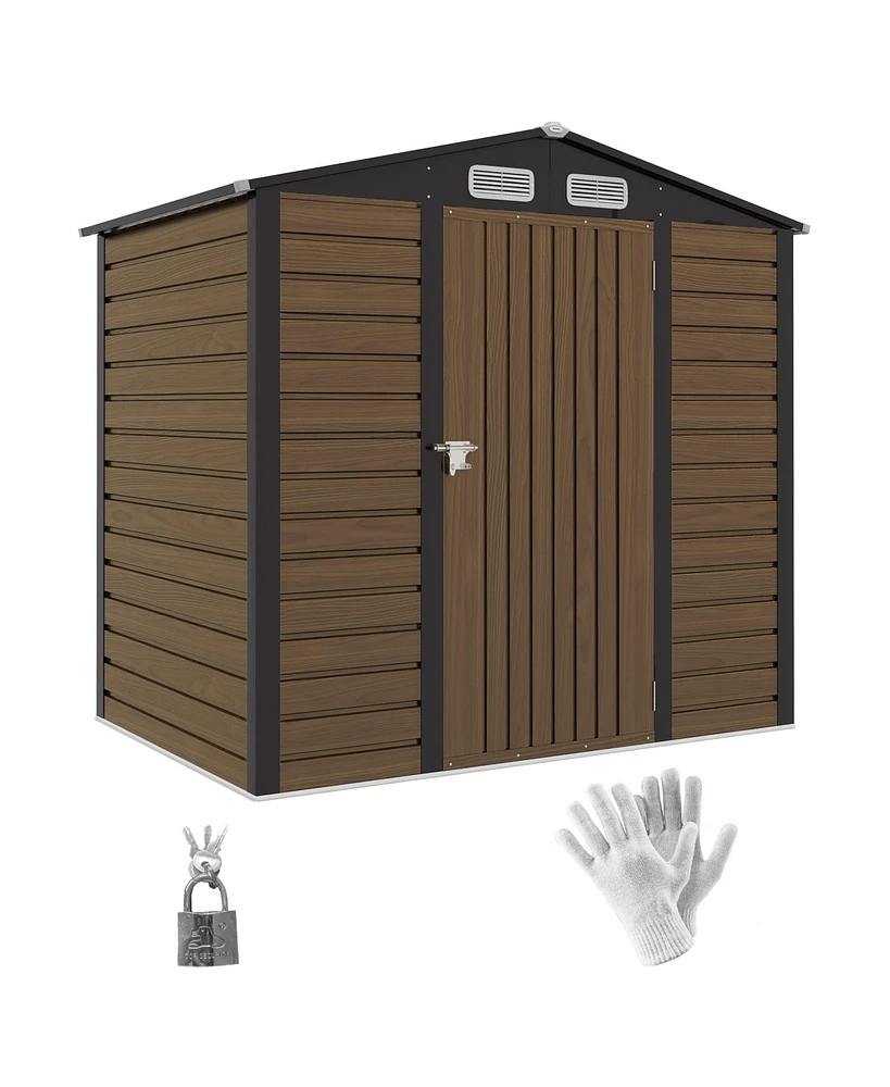 Outsunny 74.8" x 52" Metal Garden Storage Shed with Vents, Colo