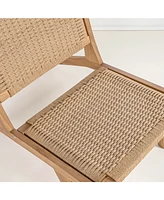 Jonathan Y Parker Mid-Century Modern Woven Seagrass Wood Armless Lounge Chair, Natural