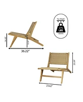 Jonathan Y Parker Mid-Century Modern Woven Seagrass Wood Armless Lounge Chair, Natural