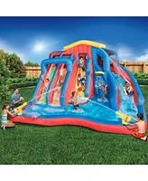 Banzai Hydro Blast Inflatable Play Water Park with Slides and Water Cannons