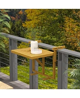 Outsunny Railing Table w/ Adjustable Height, Outdoor Hanging Table, Natural