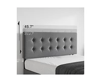 gaomon Grey Queen Bed Frame with 4 Storage Drawers and Upholstered Headboard, Platform Adjustable No Box Spring Needed,