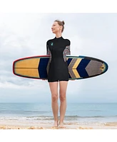 Body Glove Stellar 2mm Womens Back Zip Springsuit Boy Leg - Black Turquoise