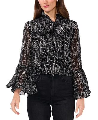 Vince Camuto Women's Tie-Neck Flare-Sleeve Top