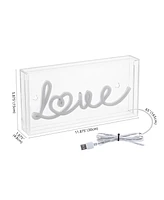 Jonathan Y Love Contemporary Glam Acrylic Box Usb Operated Led Neon Light