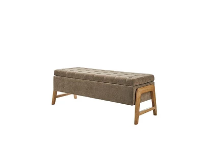 Hulala Home Mid-century Modern Lydia Storage Bench with Solid Wood Legs