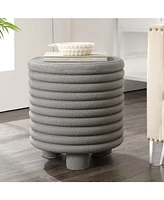 Jonathan Y Evans 18" Minimalist Modern 3-Legged Drum Indoor/Outdoor Accent Table, Gray Frosted