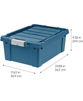 Iris 11 Gallon Heavy-Duty Plastic Storage Bins, Store-It-All Container Totes with Durable Lid and Secure Latching Buckles, Navy, 4Pack