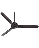 52" Windspun Modern Indoor 3 Ceiling Fan with Remote Control Matte Black Solid Wood for Living Room Kitchen House Bedroom Family Dining Home Office