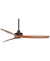 52" Windspun Rustic Farmhouse 3 Blade Indoor Ceiling Fan with Remote Control Matte Black Walnut Solid Wood for Living Kitchen House Bedroom Family Din