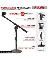 5 Core Desk Microphone Stand • Adjustable Height Extendable Boom Arm • Table Mic Holder w Round Base Mssb