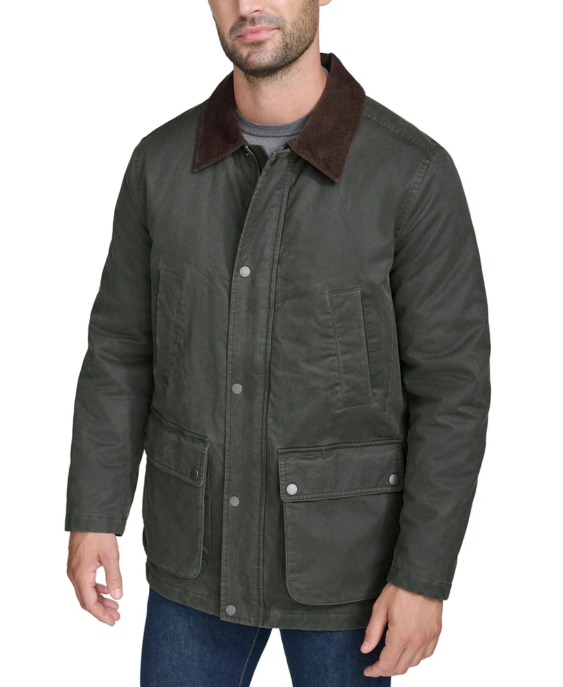 Cole Haan Men's Corduroy-Shirt-Collar Puffer Rain Jacket