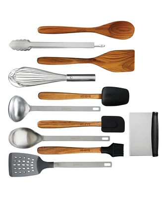 Babish 11 Piece Essential Wood, Silicone, and Stainless Steel Tool Set