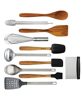 Babish 11 Piece Essential Wood, Silicone, and Stainless Steel Tool Set