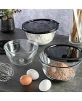 Babish Glass Mixing Bowl Set with Lids, 3-Piece