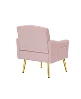 Streamdale Furniture Velvet Armchair With Metal Legs