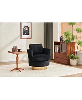 Streamdale Furniture Velvet Swivel Barrel Chair with Gold Base