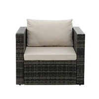 Premium Patio Furniture Set Pe Wicker, Tempered Glass Table