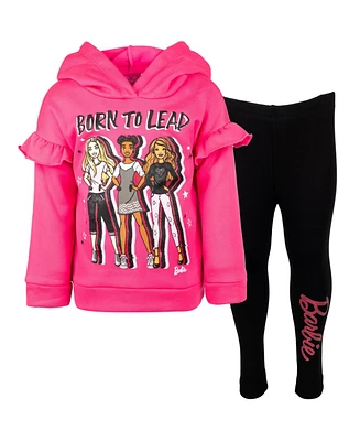 Barbie Girls Fleece Hoodie and Leggings Outfit Set Toddler to Big Kid Sizes (2T - 18-20)