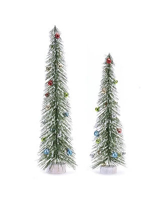 Slickblue Decorative Tree with Ornaments for Festive Home Decor (Set of 2)