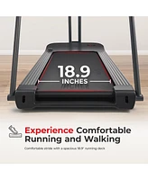 Sunny Health & Fitness Endurance Cardio Running Walking Treadmill with Extended Safety Handrails, Low-Impact, Low Wide Deck and SunnyFit App Enhanced