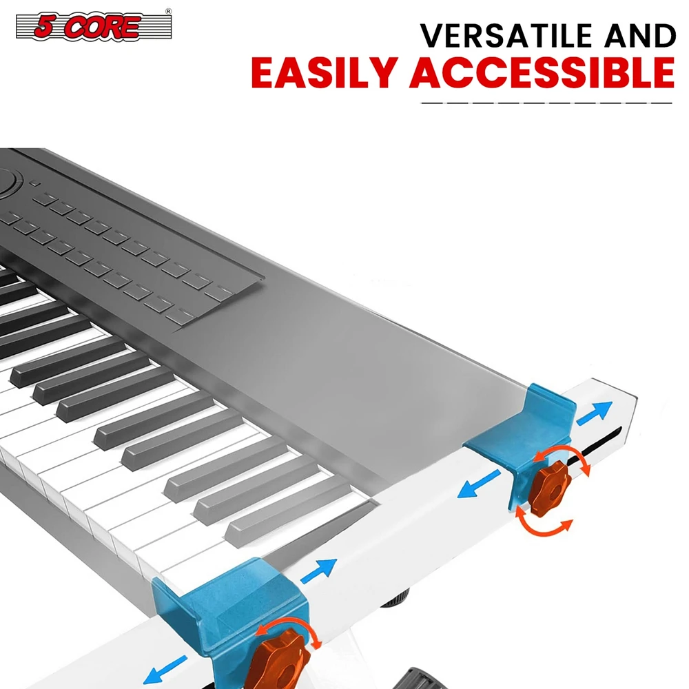 5 Core Keyboard Stand w Wheels Heavy Duty White Height Width Adjustable Z Style Digital Piano Stands Ks Z1 Wh Hd Whls