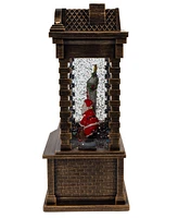 Kurt Adler Battery Operated Lighted Santa Fireplace Water Lantern House, 5.84 Inches