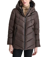 Dkny Women's Hooded Zip-Front Puffer Coat