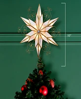 Kurt Adler 10-Light Led 6-Point Brass Plated Capiz Star With Scroll Design Tree Topper