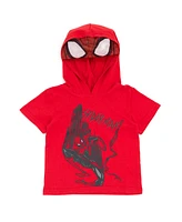 Marvel Toddler Boys Spider-Man Cosplay T-Shirt and Mesh Shorts Outfit Set to - Spider