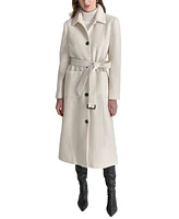 Dkny Women's Faux-Fur-Trim Single-Breasted Belted Coat