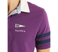 Nautica Men's Short Sleeve Striped-Trim Rugby Polo Shirt
