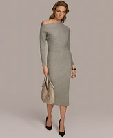 Donna Karan New York Women's Asymmetric-Neck Rib-Knit Dress