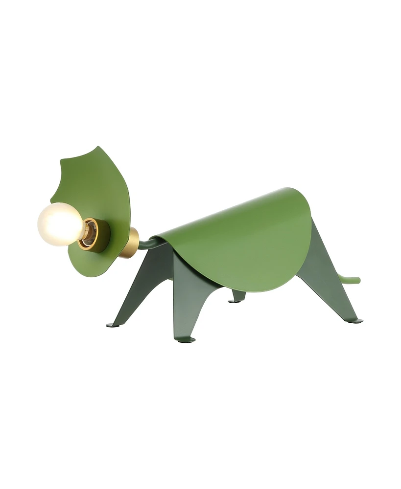 Jonathan Y Gretchen 7.5" Modern Industrial Iron Triceratops Led Kids' Lamp, Green