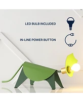 Jonathan Y Gretchen 7.5" Modern Industrial Iron Triceratops Led Kids' Lamp, Green