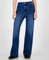 Tinseltown Juniors' High-Rise Shimmer Wide-Leg Jeans