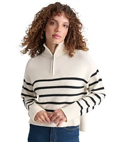 Dkny Jeans Petite Half-Zip Striped Long-Sleeve Sweater