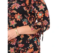 Msk Plus Floral-Print Bell-Sleeve Shift Dress