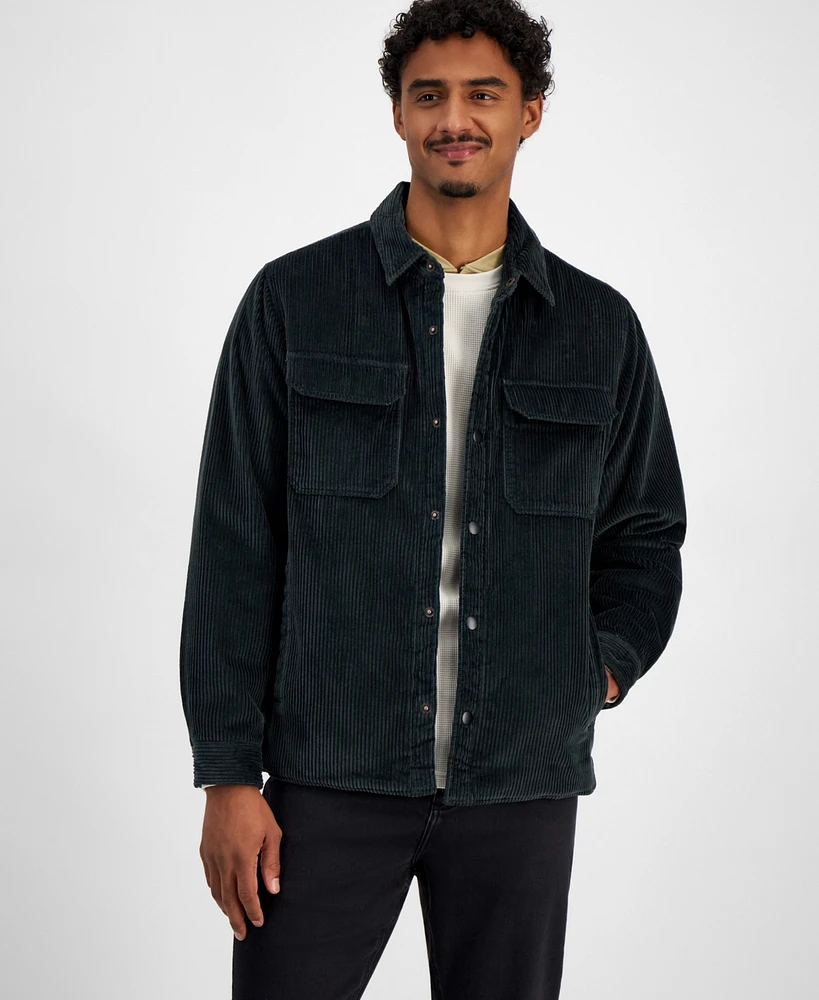 Sun + Stone Men's Saul Long Sleeve Snap-Front Corduroy Shirt Jacket, Created for Macy's