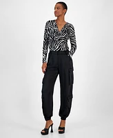 Bar Iii Women's Satin Cargo Jogger Pants, Created for Macy's