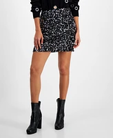 Bar Iii Women's Sequin-Stretch Side-Slit Mini Skirt, Created for Macy's