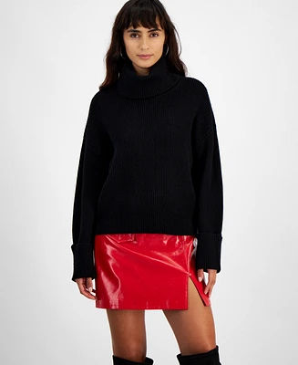 Bar Iii Women's Turtleneck Long-Sleeve Sweater, Created for Macy's