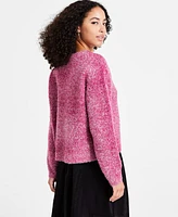 Bar Iii Women's Eyelash Long-Sleeve Crewneck Sweater, Created for Macy's