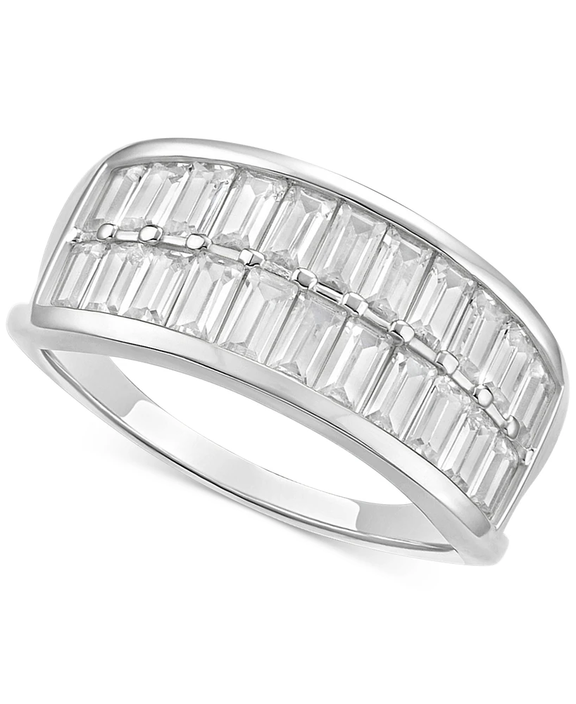 Giani Bernini Cubic Zirconia Baguette Double Row Statement Ring in Sterling Silver, Created for Macy's