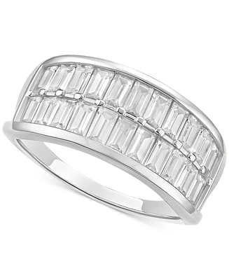 Giani Bernini Cubic Zirconia Baguette Double Row Statement Ring in Sterling Silver, Created for Macy's