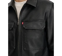 Levi's Men's Faux-Leather Zip Utility Shirt Jacket