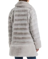 Jones New York Women's Faux-Fur Notched Collar Coat